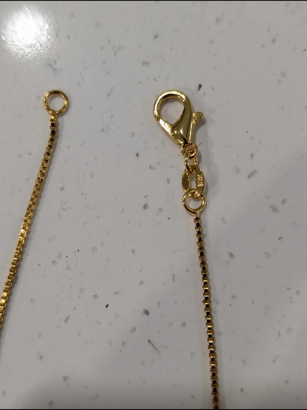 Real 18K Gold Plated Over 925 Sterling Silver Men's Gold Box Chain Necklace